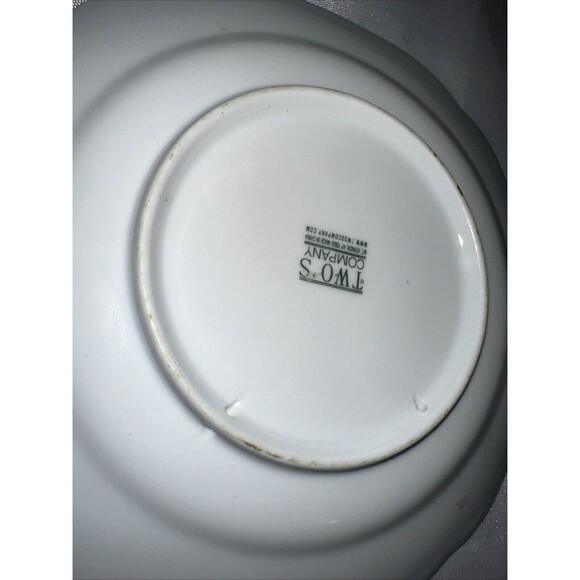 Two’s Company Blue Flowers Green Leaves 6" Decorative Gold Trim Plate - Picture 4 of 8